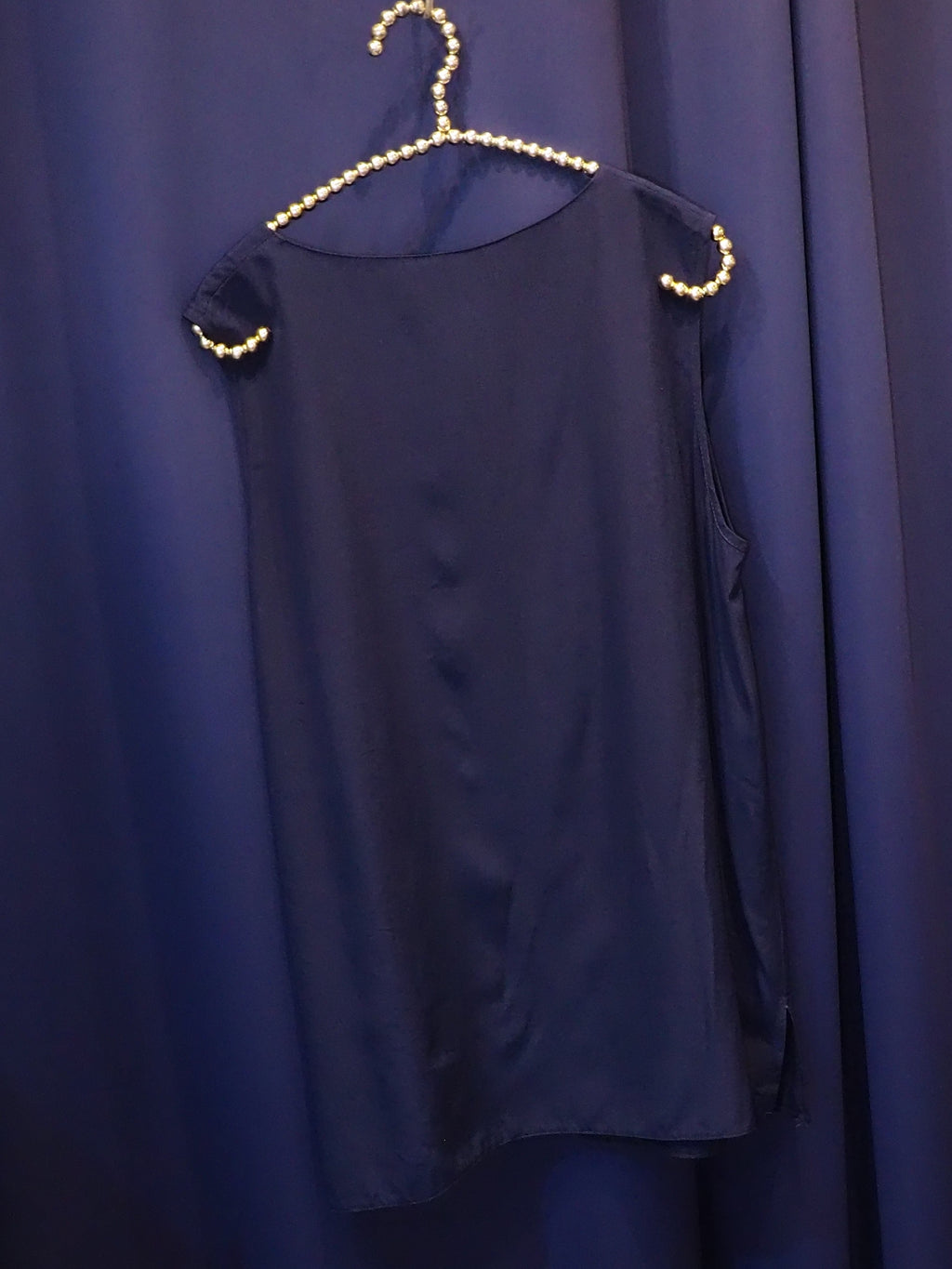 vintage shell bottan navy tops