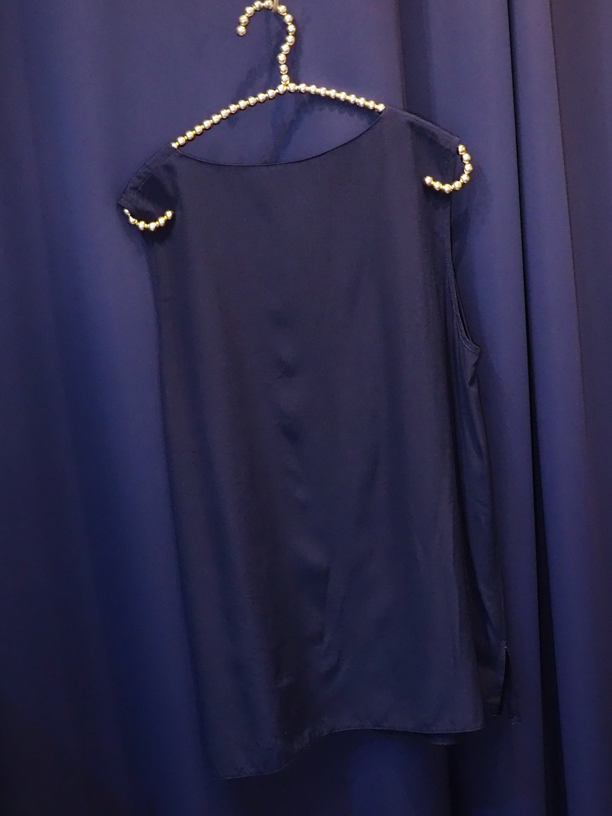 vintage shell bottan navy tops