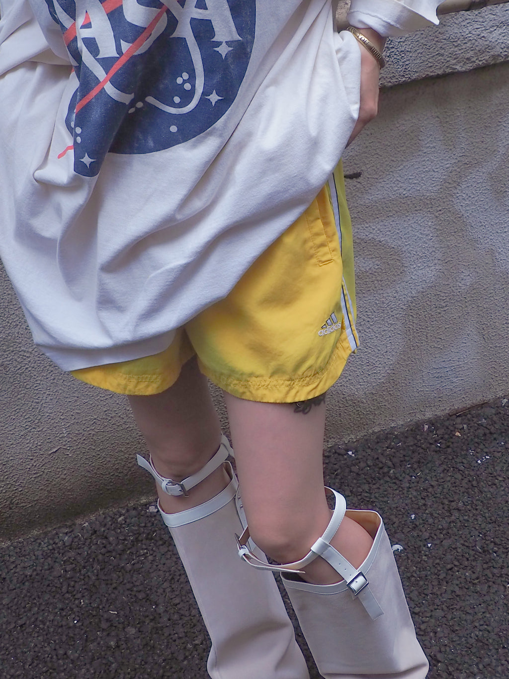 adidas yellow  running short pants