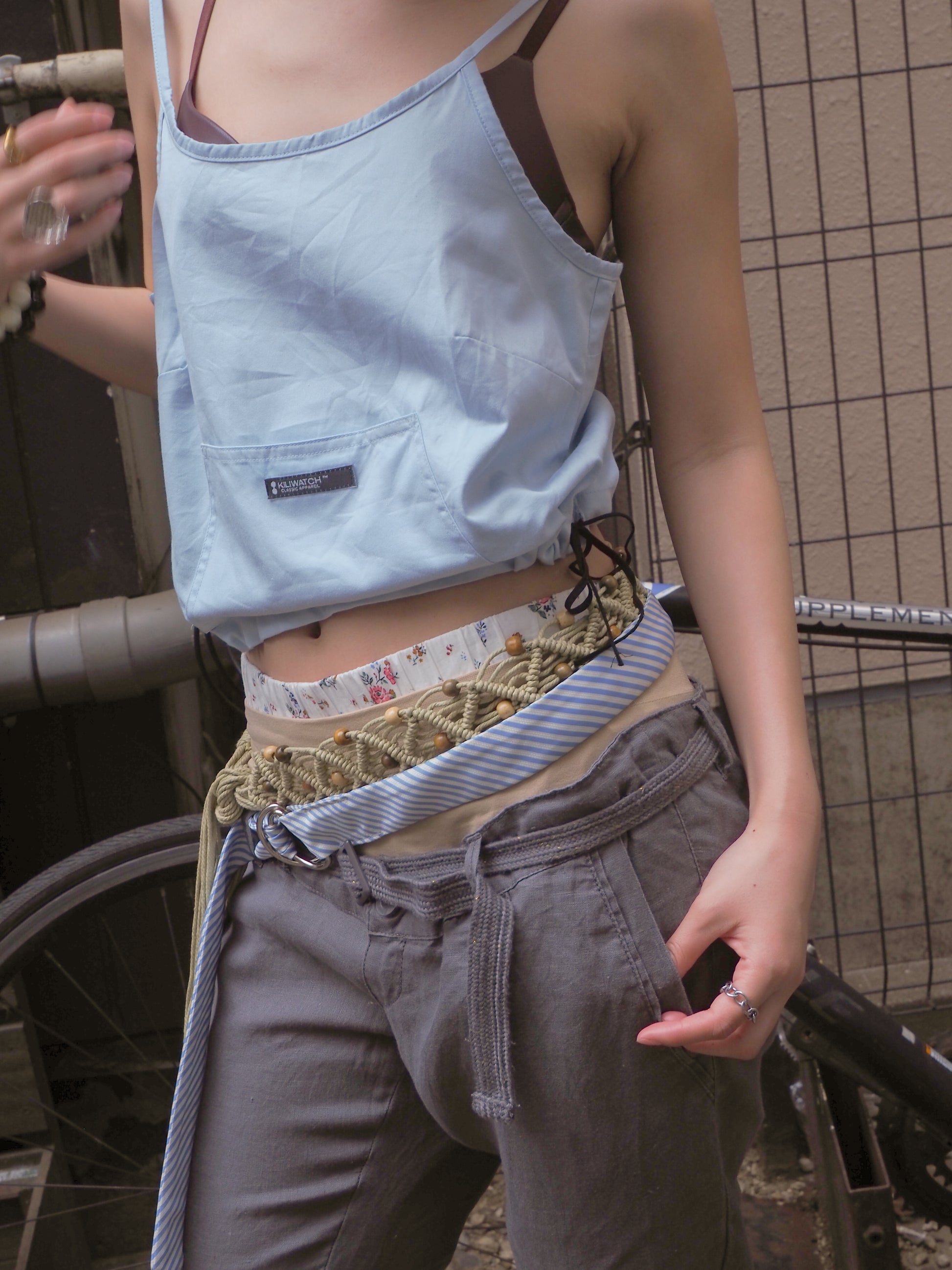 side ribbon pale blue camisole
