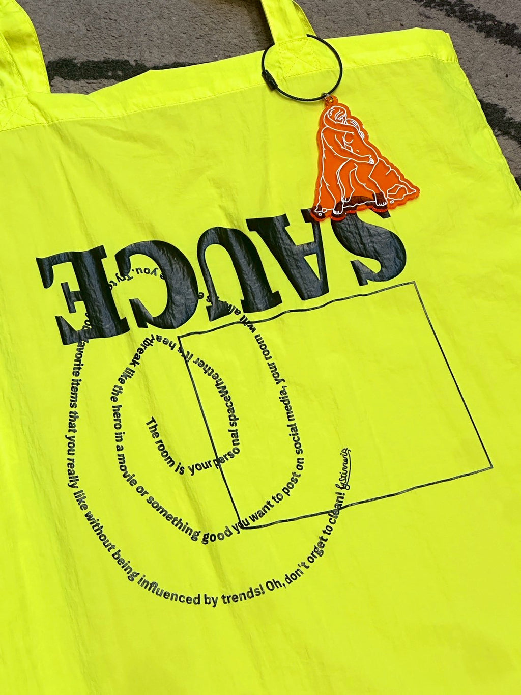 SAUCE original "HOUSE SAUCE NYLON TOTE BAG":NEON YELLOW