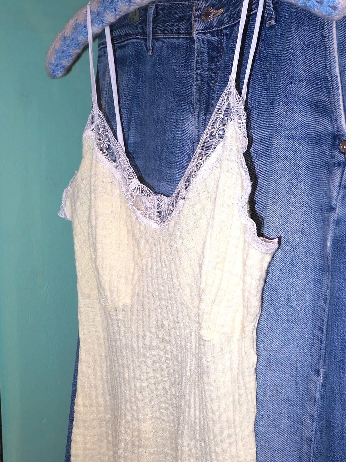 VINTAGE KNIT YELLOW LONG CAMISOLE