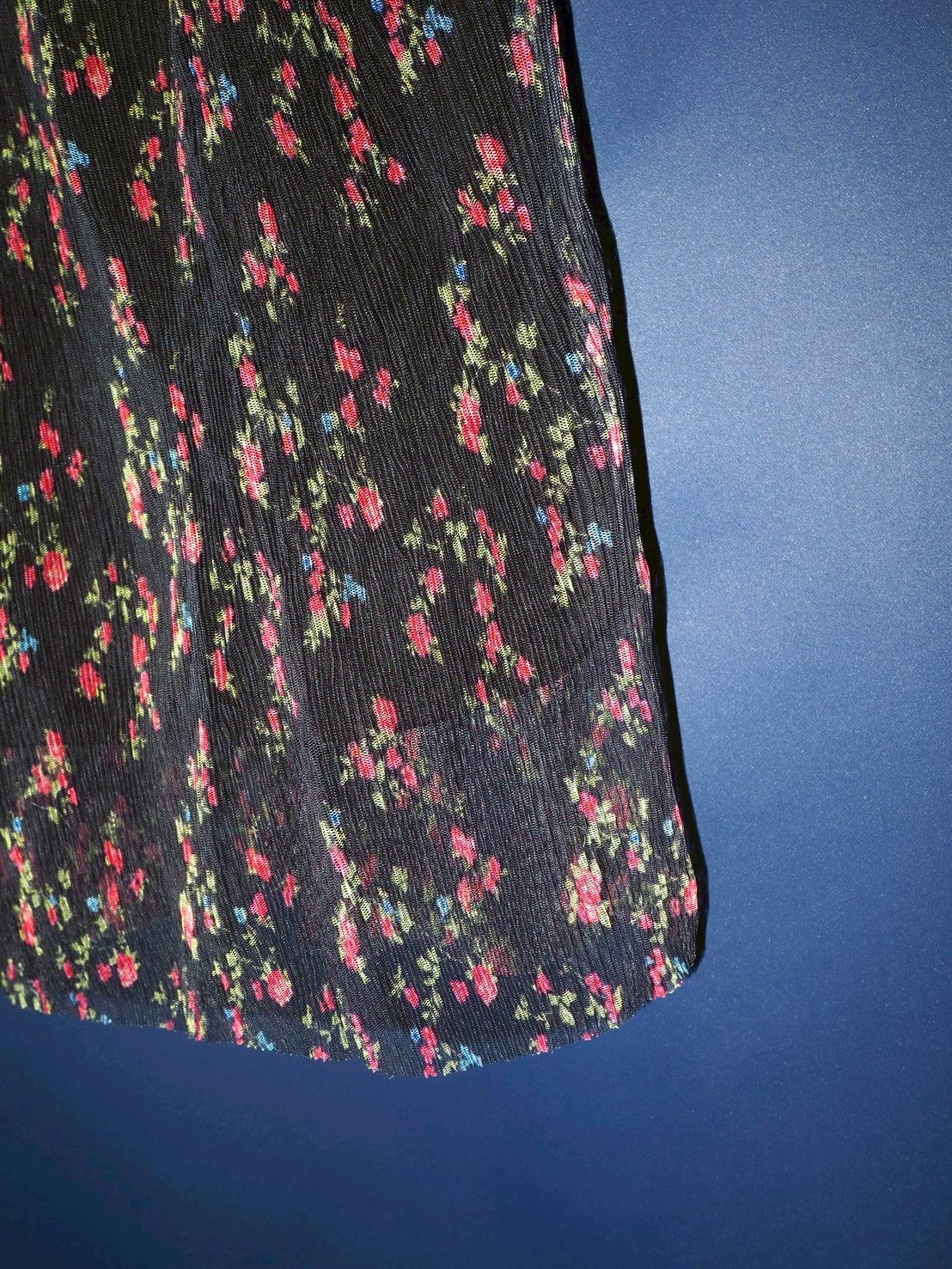 pleats black flower dress