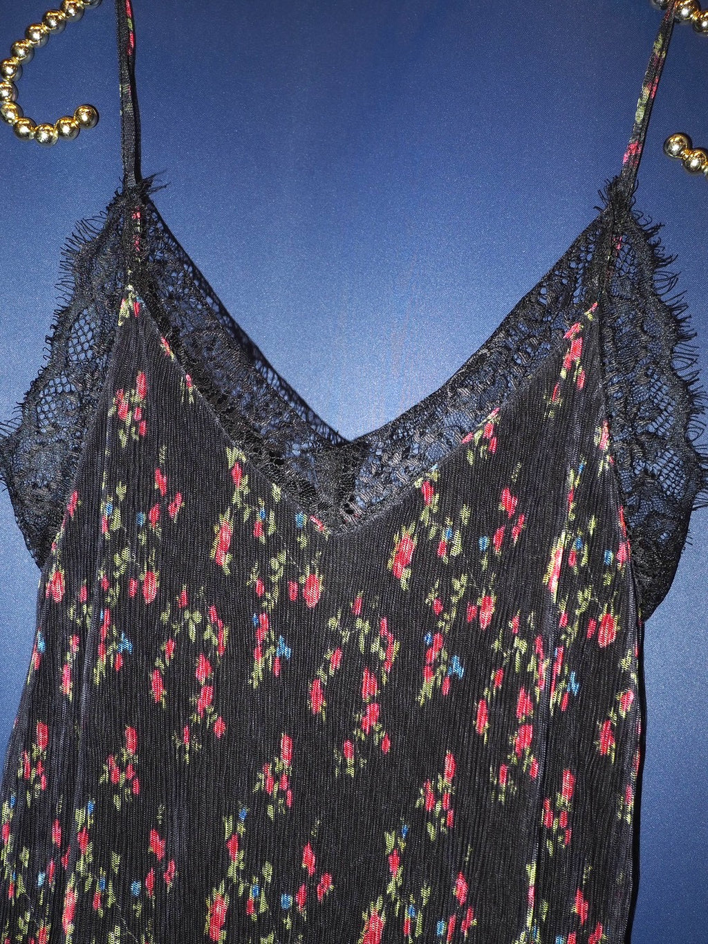 pleats black flower dress