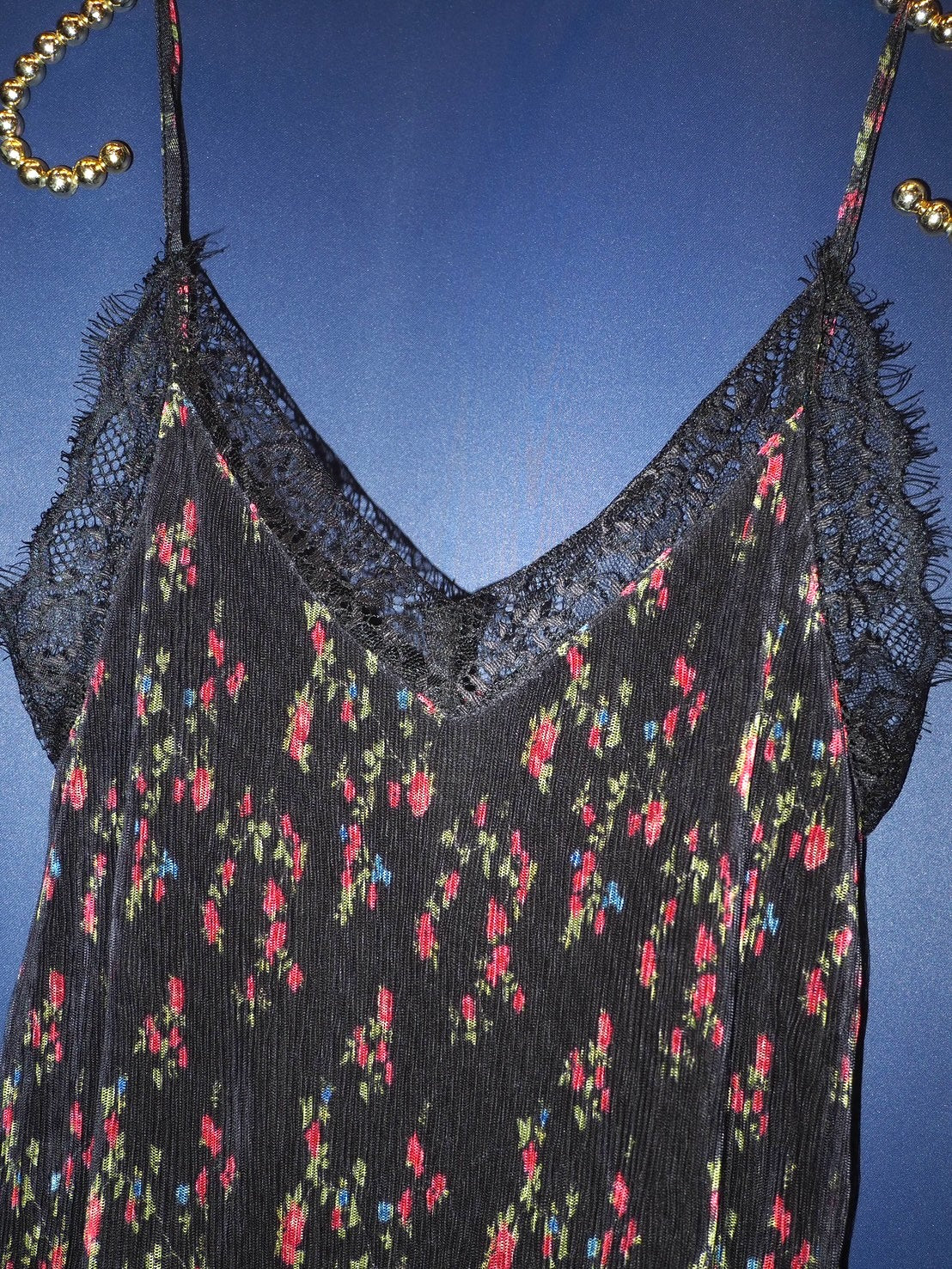 pleats black flower dress