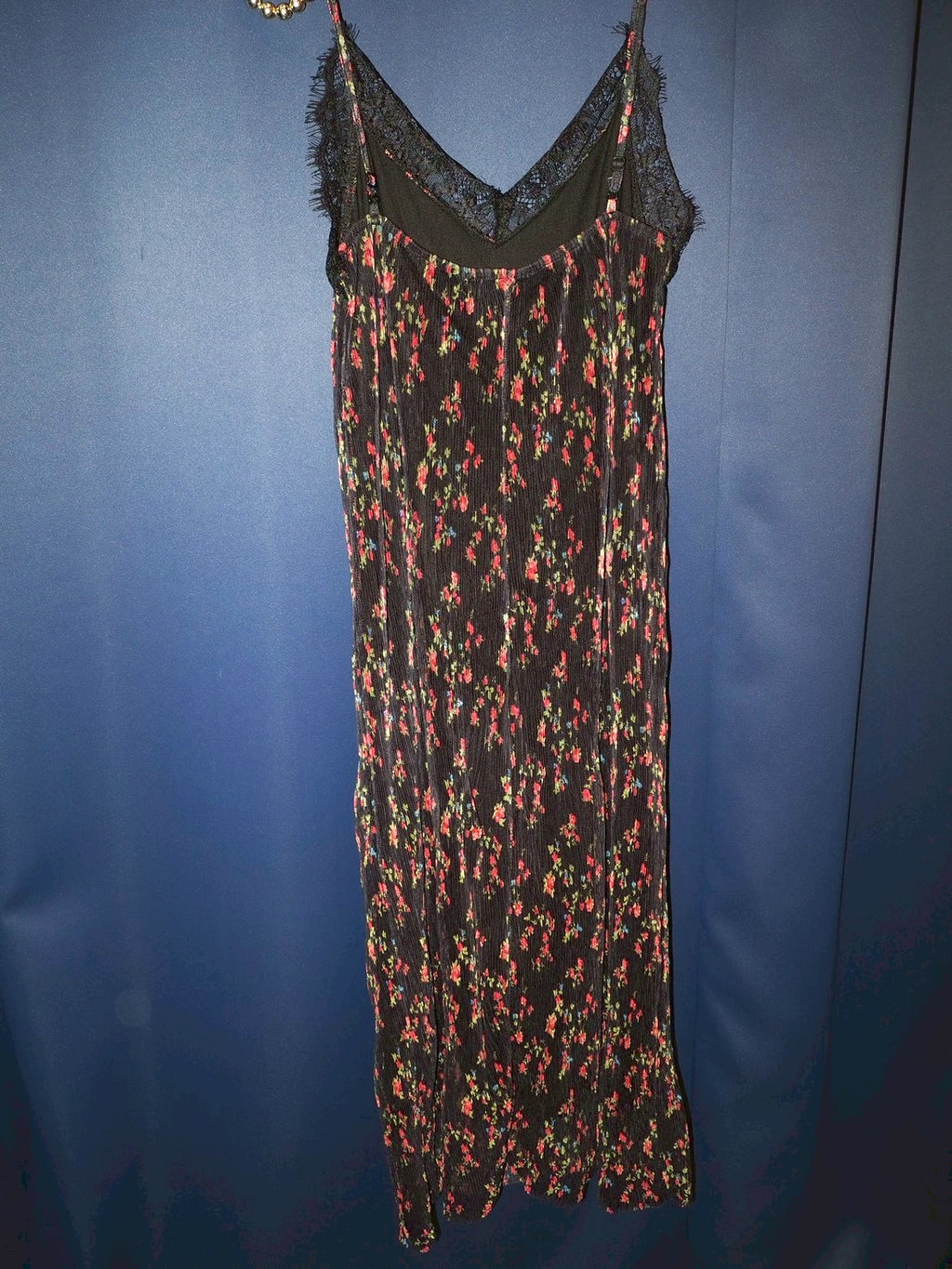 pleats black flower dress