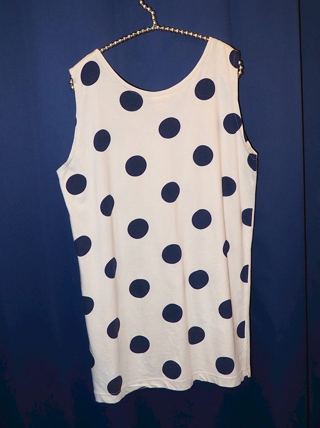 BEIGE×NAVY DOT BIG TANK TOP